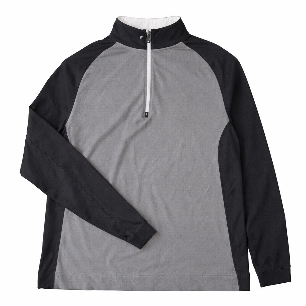 FootJoy Pullover Mens L Gray/black/white Quarter Zip Performance Golf Shirt