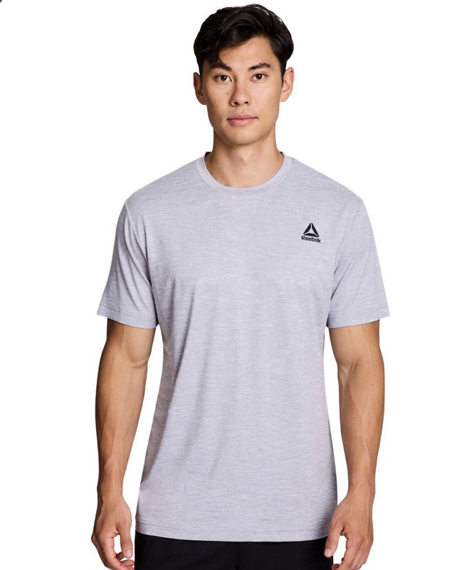 REEBOK Men’s Delta Core Short Sleeve Tee Moisture Wicking Gray L, XL, 2XL gallery