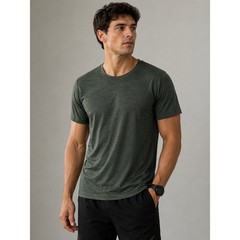 Leg3nd Mens Space Dye Performance T-Shirt Dark Green Heather Crew Neck Size L