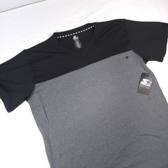 Starter Black Label Mens XL V Neck Colorblock Preformance Shirt Black Gray