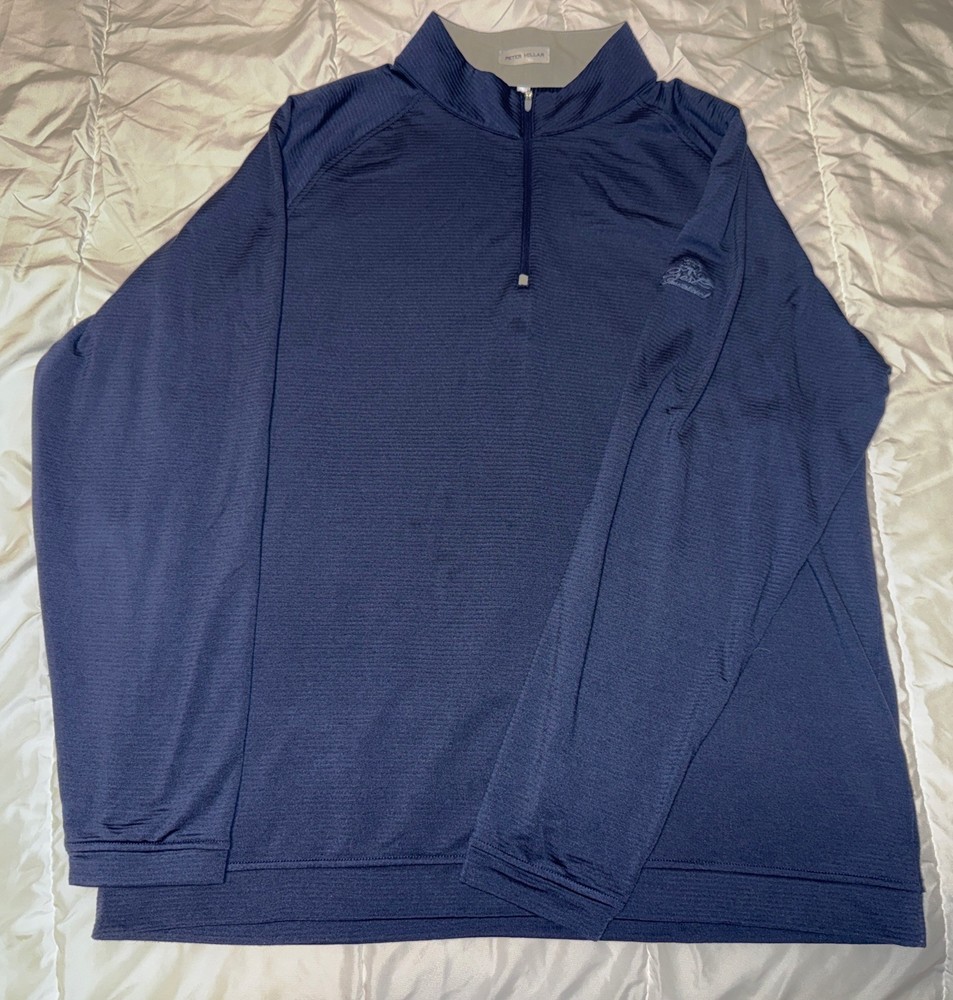 ⛳️Peter Millar Perth Performance 1/4 Zip Crown Soft Stretch Pullover Blue Golf