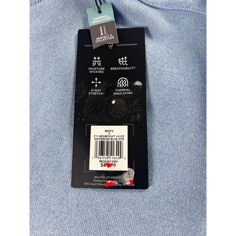 Walter Hagen Mens Midweight 1/4 Zip Pullover Thermal Insulating Blue Small NEW gallery