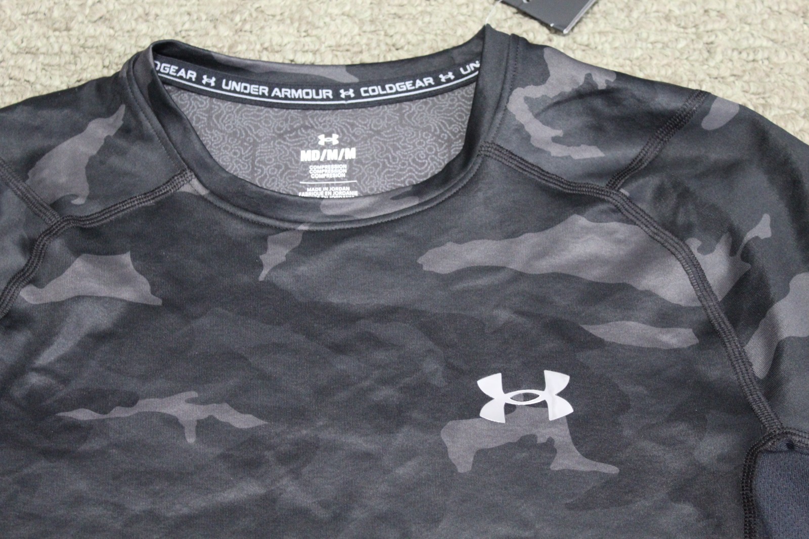 NWT Under Armour ColdGear Infrared DSG CGI Black Camo Print Compression Shirt M gallery