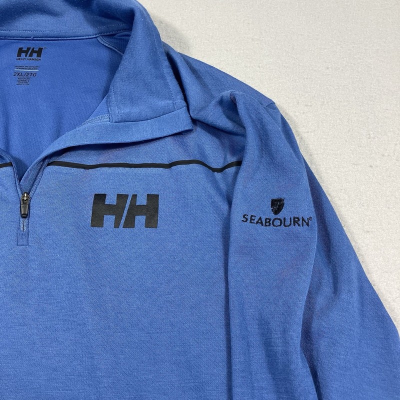 Helly Hansen 1/4 Zip Pullover Men’s 2XL Blue Outdoors Seabourn Logo On Sleeve LS gallery