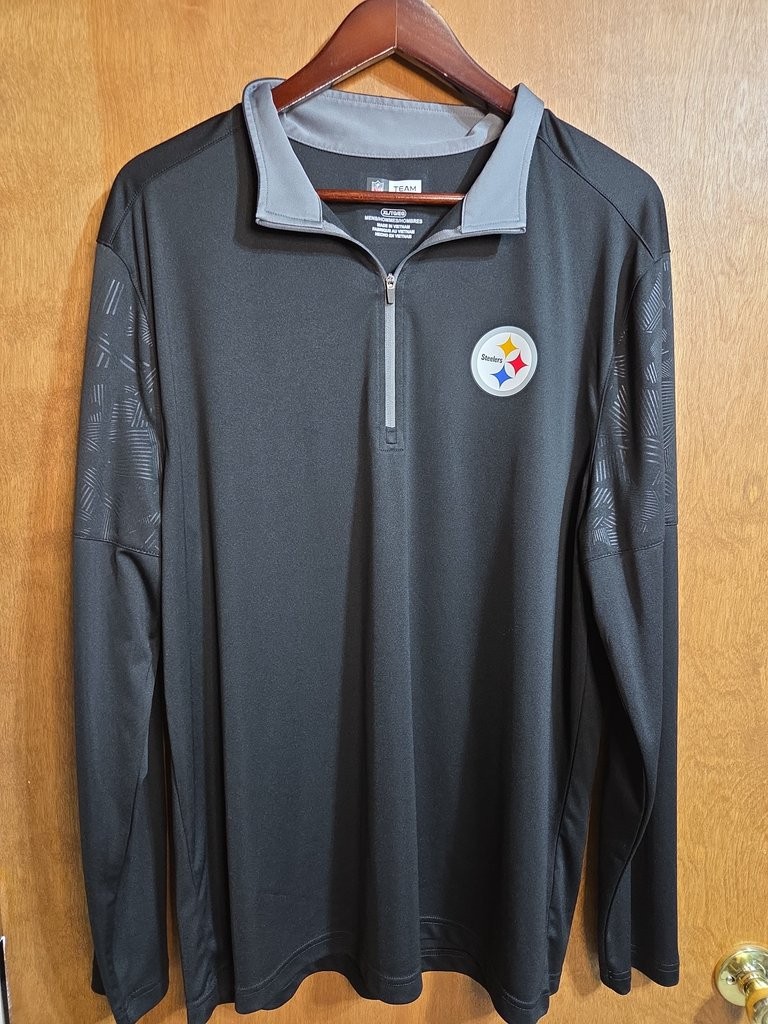 NFL Pittsburgh Steelers Quarter Zip Pullover Men XL Black Grey Performance Shirt gallery