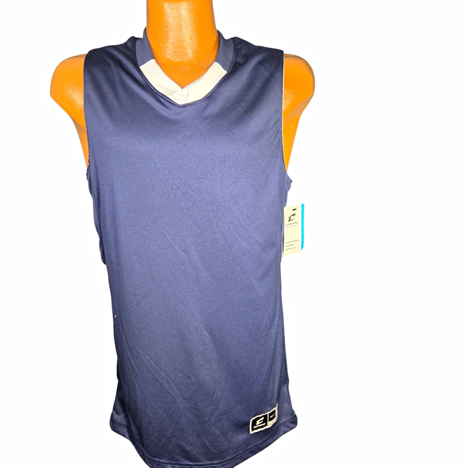 Champro Men's S Reversible Mesh Basketball Jersey Tank Blue/White V-Neck gallery