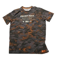 Under Armour Project Rock Shirt Mens Large Gray Camo Short Sleeve Freedom Tee