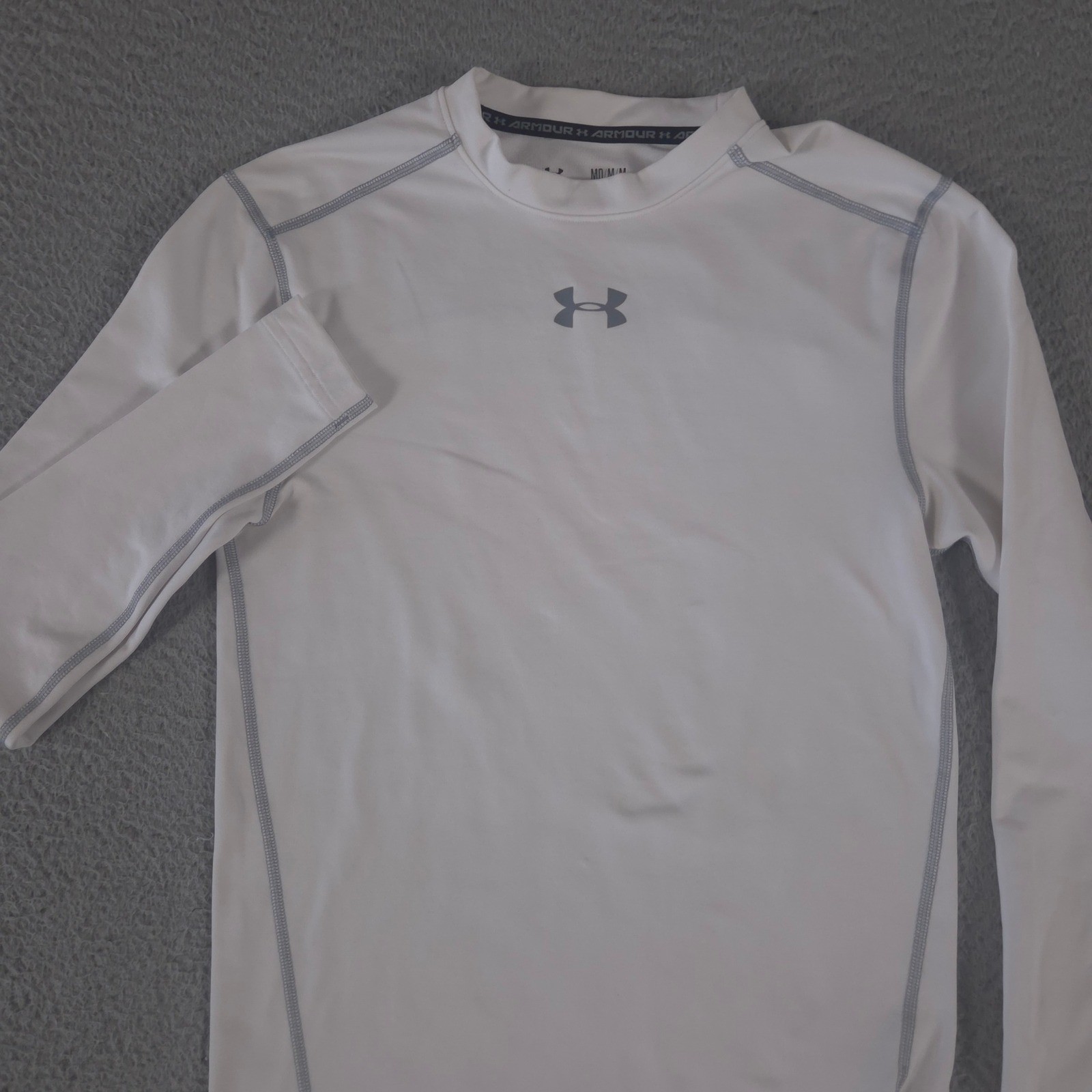 Under Armour Shirt Mens Medium White ColdGear Armour Compression Crew Base Layer gallery