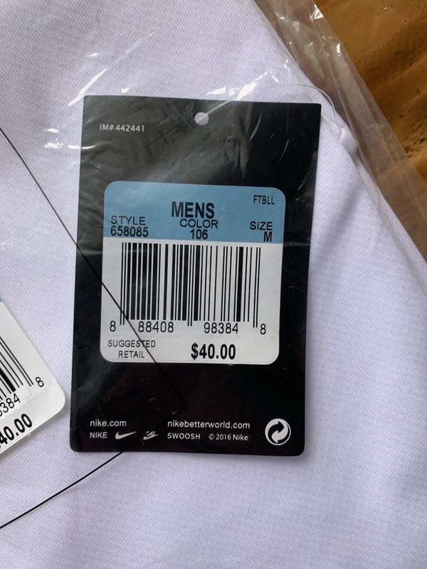 NEW Nike Men's Team Gameday Polo #658085 in WHITE with Black Accents SIZE MEDIUM gallery