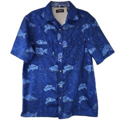 Chaps Mens Size Medium Vented Back Blue Short Sleeve Fishing Untucked Shirt
