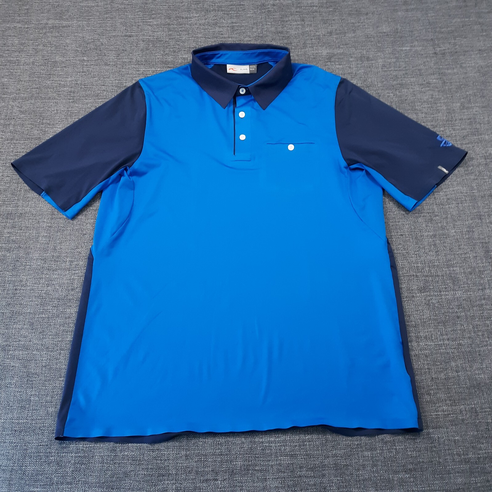 KJUS Polo Shirt Mens Size Medium I 50 Blue Activewear Golf Performance Button Up gallery