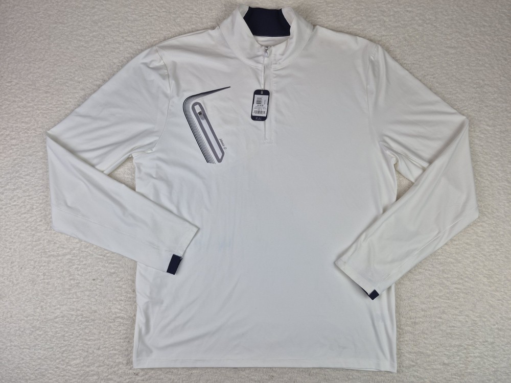 Johnnie-O Sabino Golf Performance 1/4 Zip Pullover White/Navy Mens Size Medium
