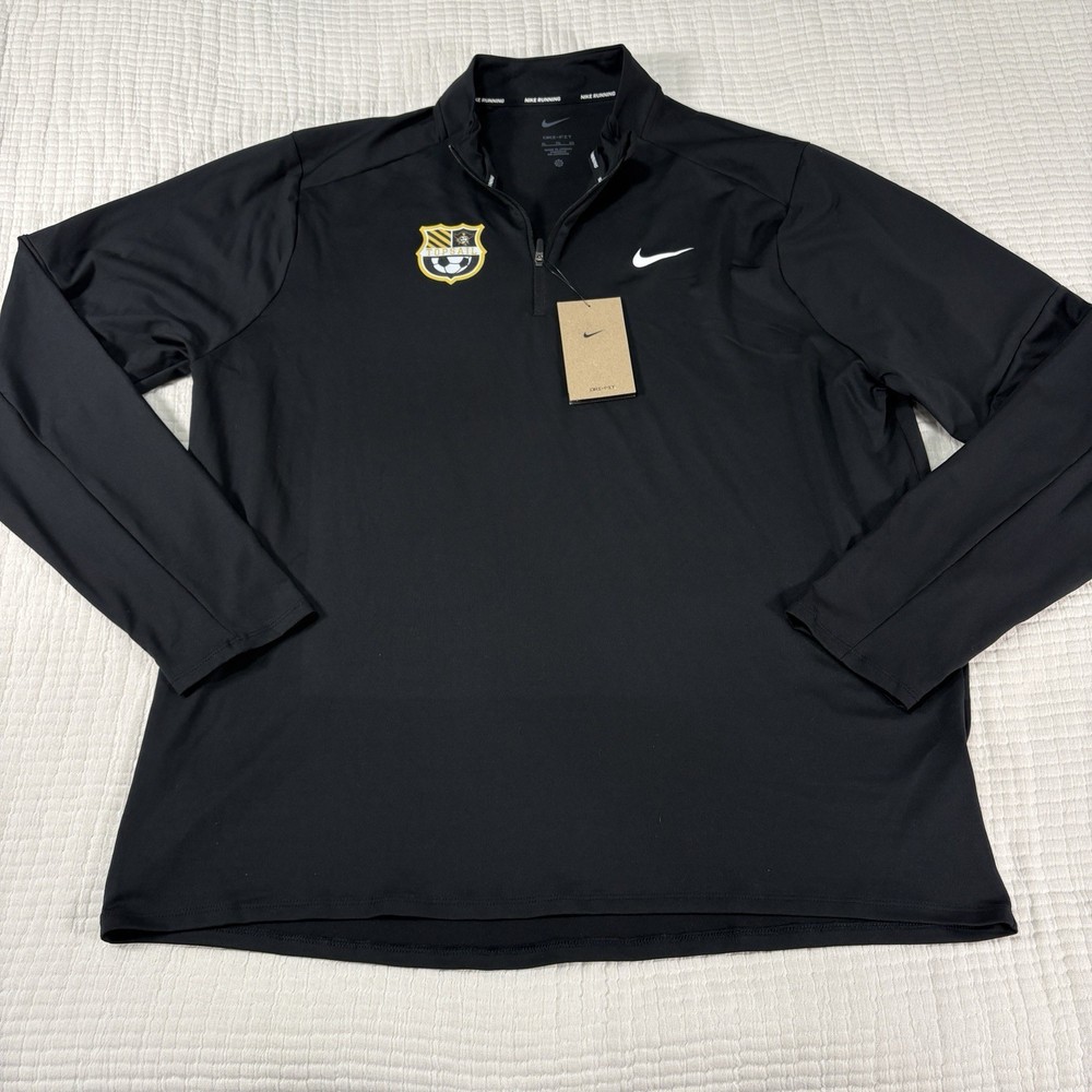 Nike Running DriFit Elements 1/2 Zip Pullover Mens XL Black Active Topsail Logo