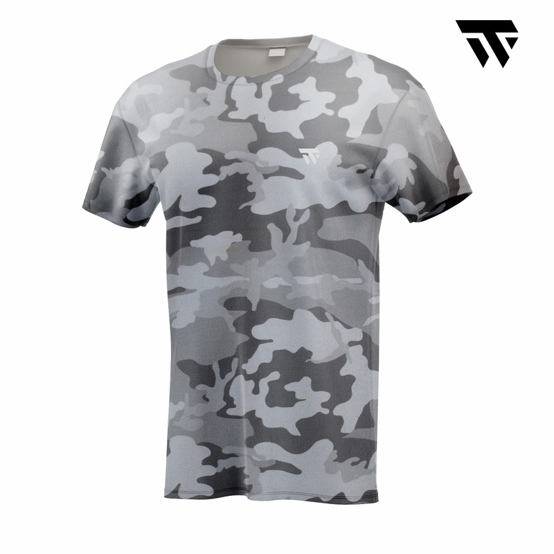 Men's Gray Gym T-Shirt Quick Dry Muscle Bodybuilding Workout Fitness Sport Top gallery