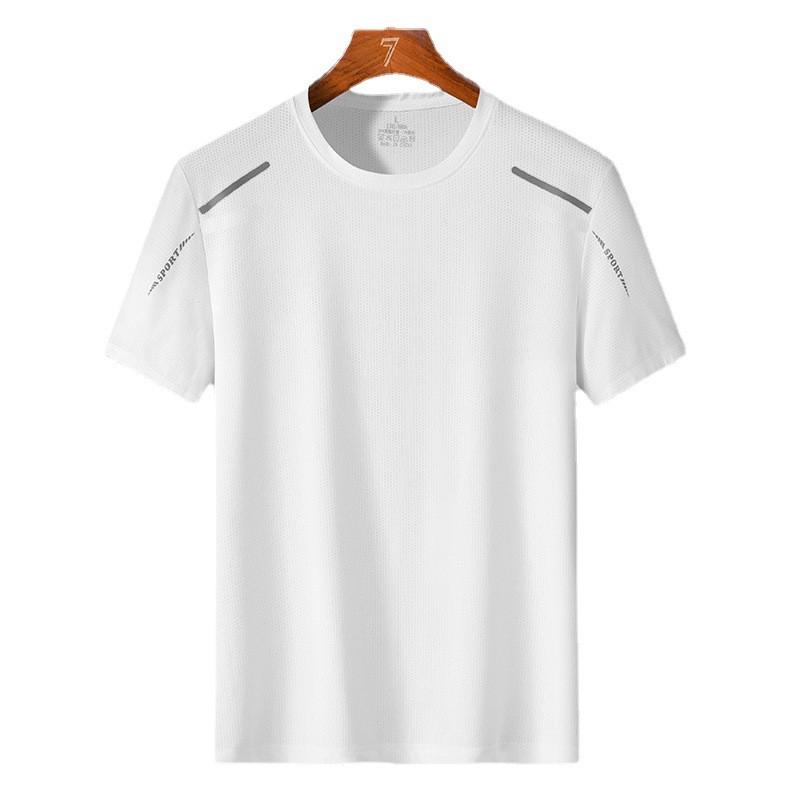 Summer men's quick-drying ice silk solid color sports short-sleeved T-shirt gallery