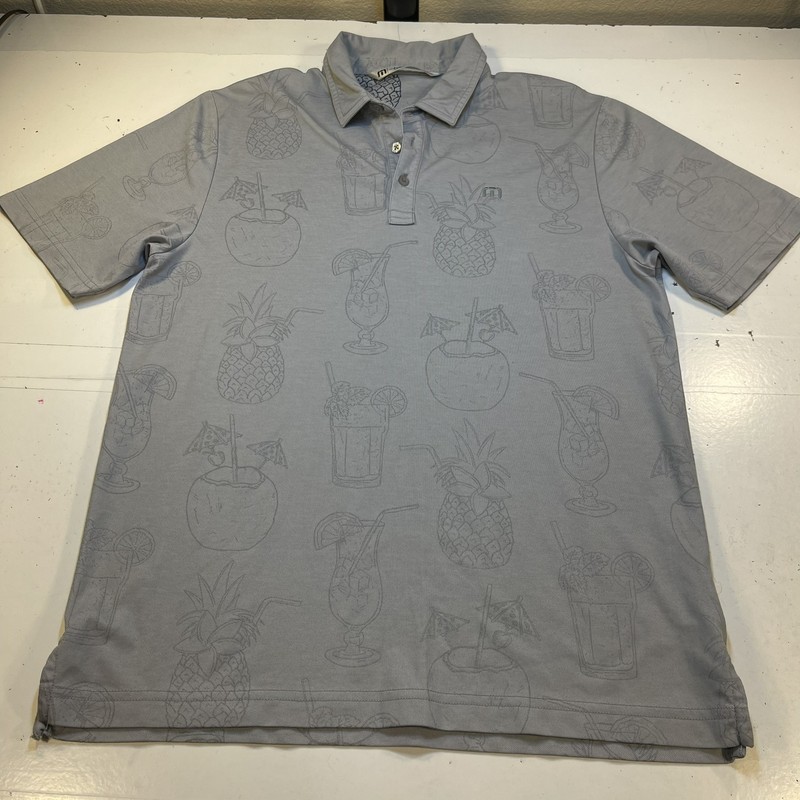 TRAVIS MATHEW Reverse Print TROPICAL COCKTAILS HAWAIIAN GOLF POLO SHIRT Mens M gallery