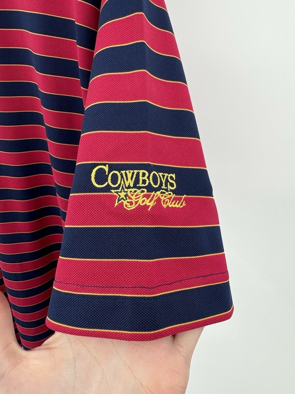 Donald Ross Polo Shirt Performance Stretch Large Striped Cowboys Golf Course gallery