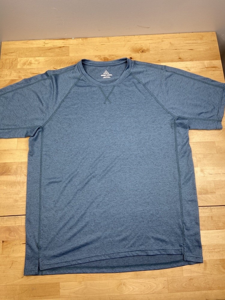prAna Athletic T Shirt Mens L Blue Casual Activewear Outdoor Crew Neck #8727