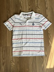 BMW Motorsport Puma Striped Polo Shirt White Size S