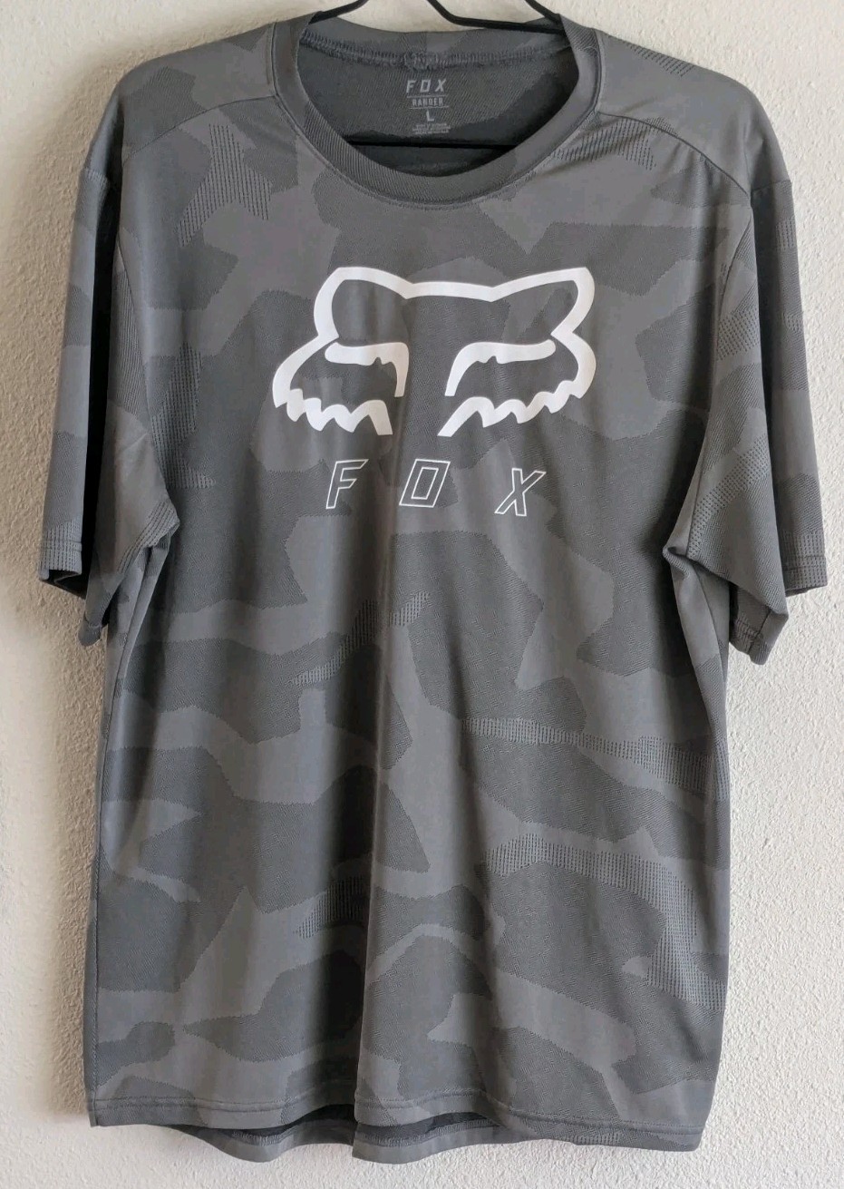 Fox Racing Ranger Shirt Mens Large Grey Camo MTB Cycling Jersey Short Sleeve gallery