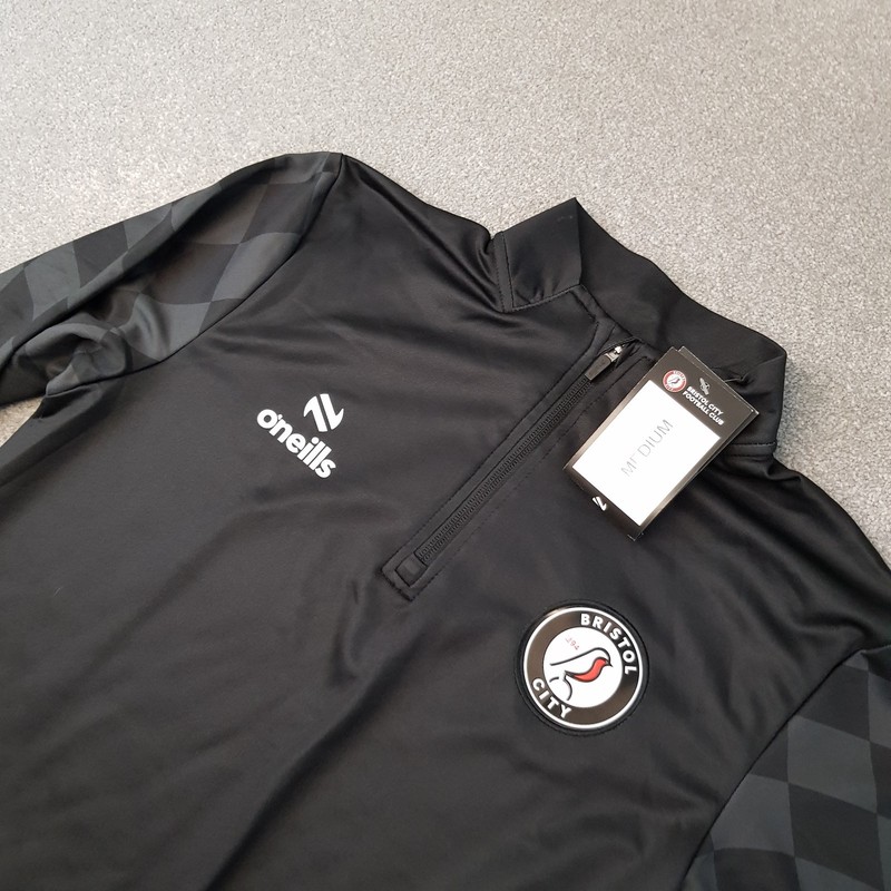 Bristol City Mens 1/4 Zip Top Medium Black O'Neills Football Training Pullover gallery