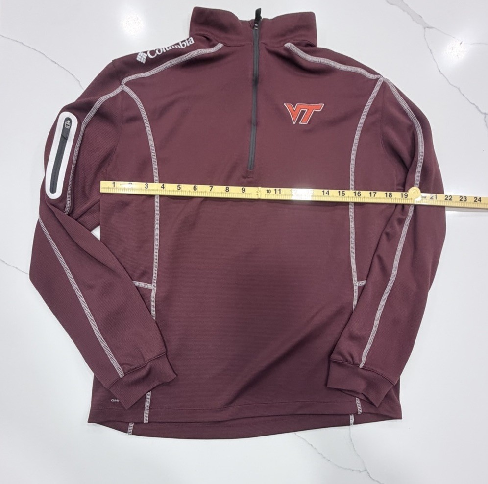 Columbia Golf Virginia Tech VT Quarter Zip Pullover Mens Medium Maroon Omni-Wick gallery