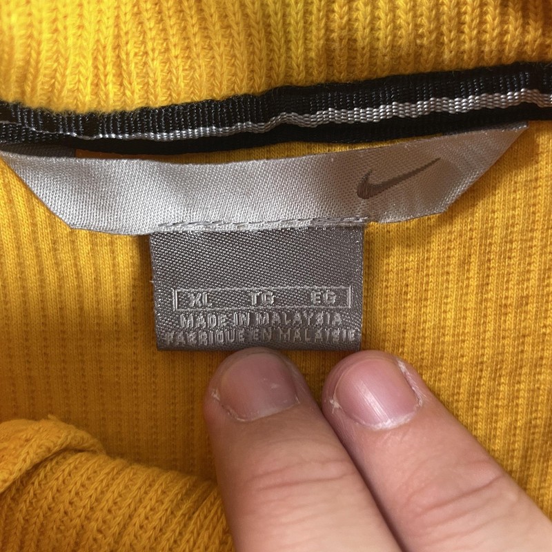 Nike Pullover Mens XL Yellow Quarter Zip 90s Thick Knit Long Sleeve Silver Label gallery