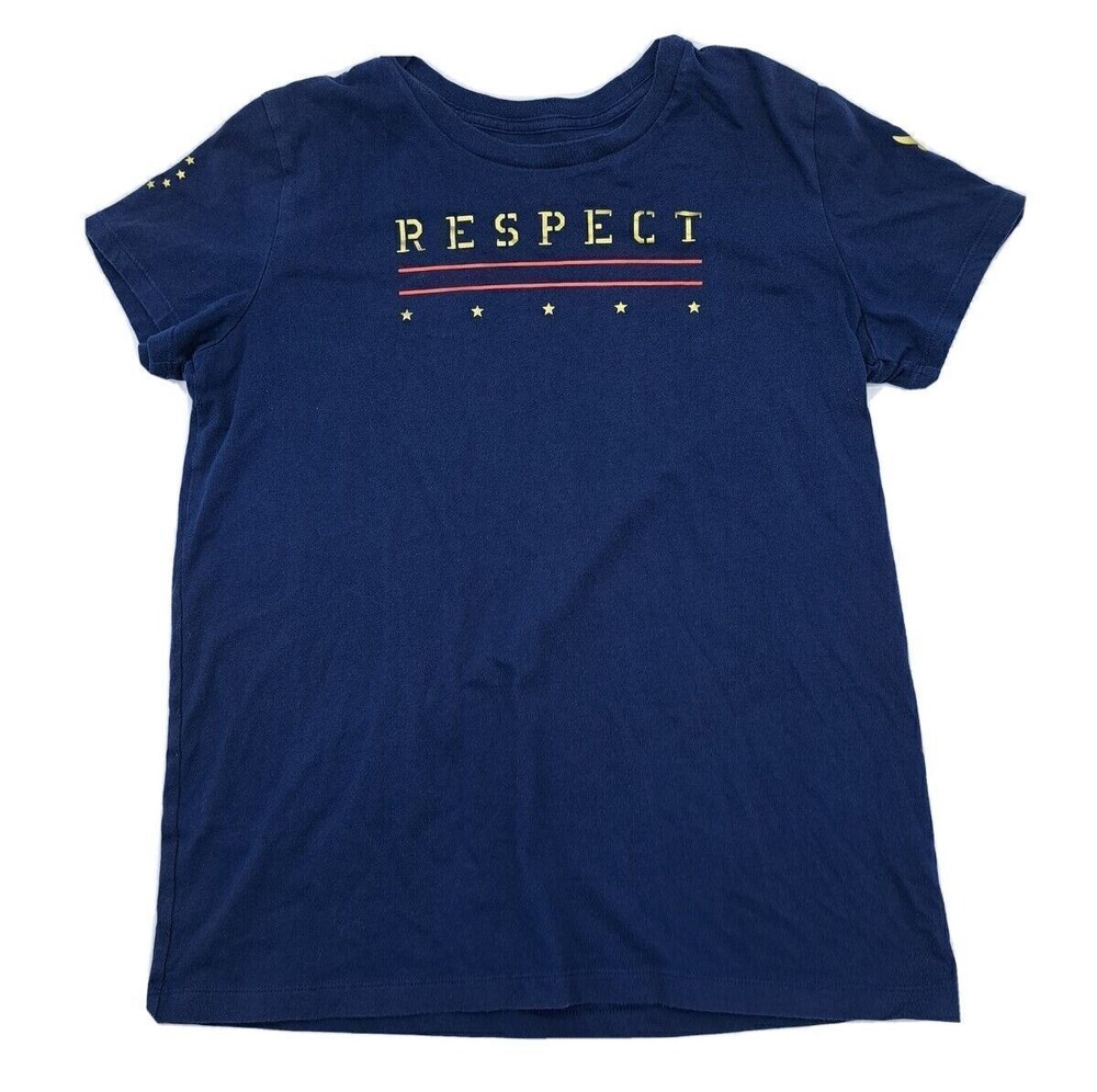 Under Armour The Classic Tee Size Medium Blue RESPECT Graphic Mens Short Sleeve