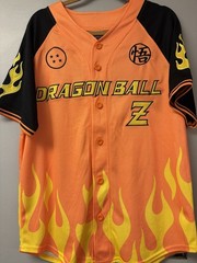 Dragon Ball Z Flames Baseball Jersey Men’s Large L Orange #00 BoxLunch Shirt