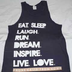 Anvil Men’s Navy Motivational Graphic Tank Top S Sleeveless Crew Neck Cotton