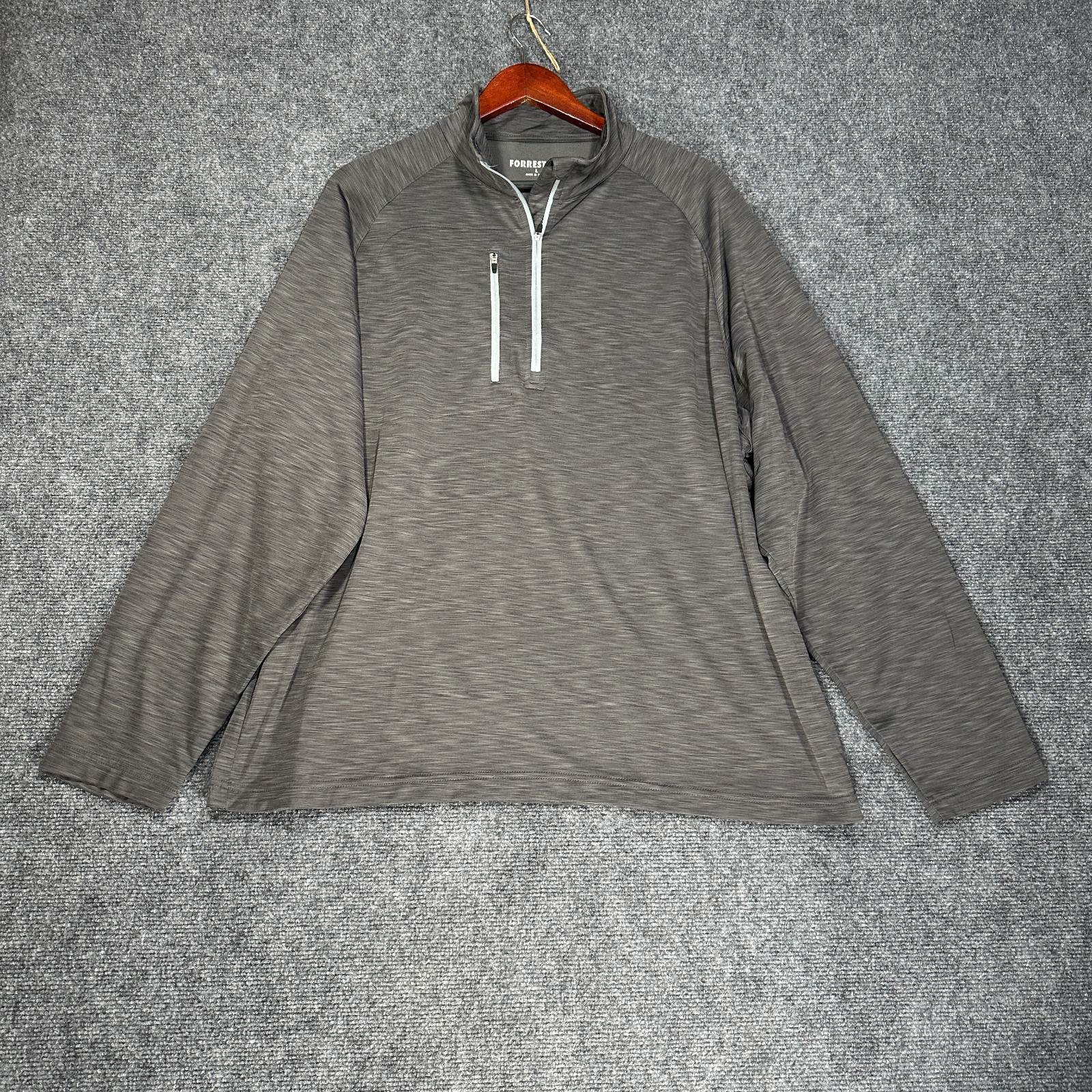 Forresters Mens Large 1/4 Zip Gray Long Sleeve Logo Pullover Zip Pocket Golf gallery