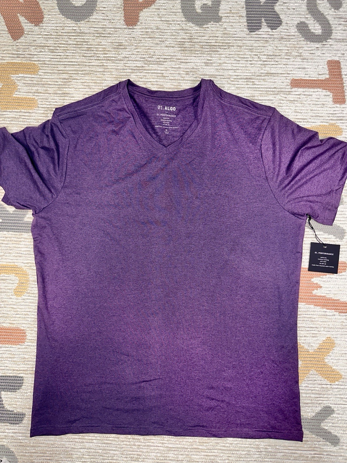 NWT 01 ALGO Mens Performance XL V-Neck Short Sleeve T-Shirt UV SPF 40 gallery