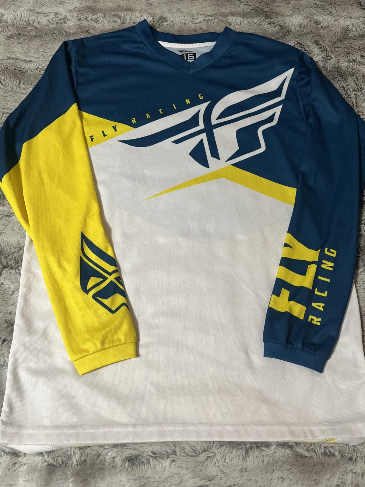 Fly Racing Performance Long Sleeve Shirt Mens size Size Small Yellow Green White gallery