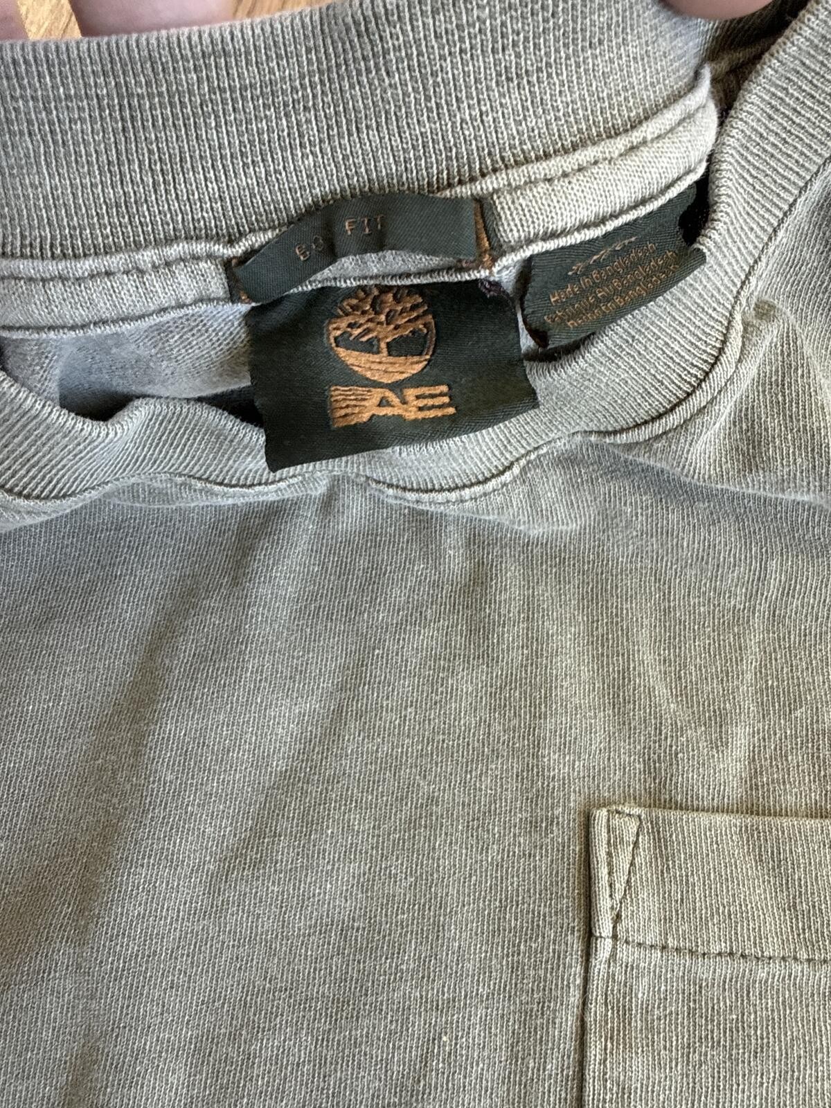 Timberland x American Eagle Pocket Tee Green Washed Size L gallery