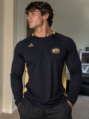 UC DAVIS Climalite Men’s Long Sleeve Navy Gold Polyester Logo Activewear Top