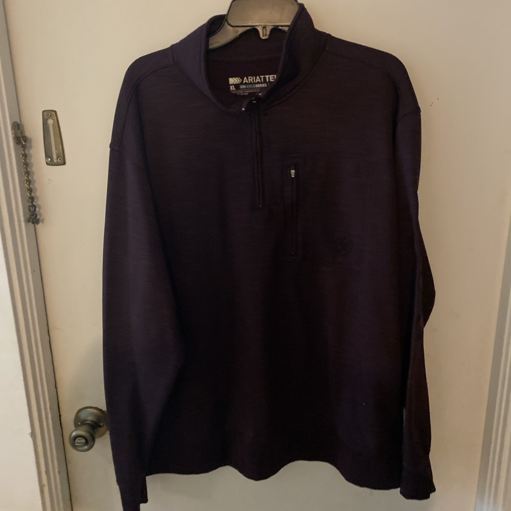 Ariat Tek 1/4 Zip Pullover Long Sleeve Shirt Size XL Deep Purple Cold Series