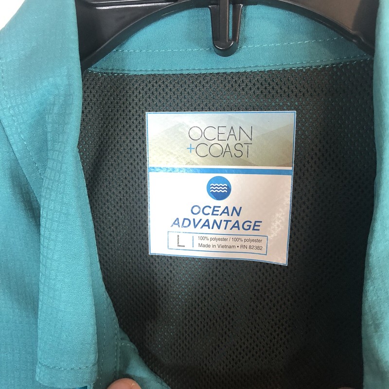 Men's Ocean Coast Teal Slate Button Up 2 Pocket Vent Breathable Moisture Wicking gallery