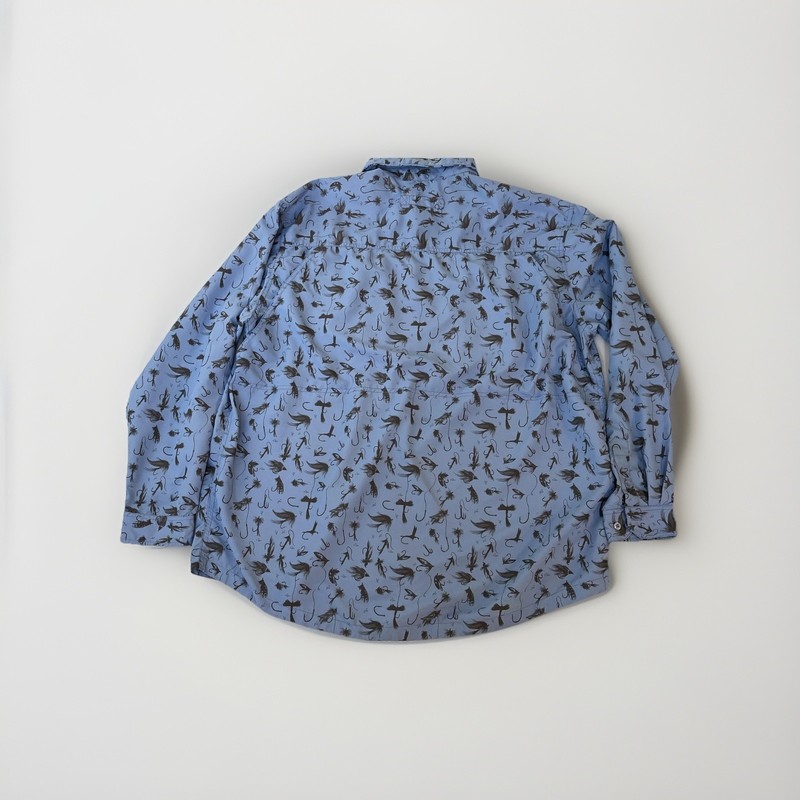 Fly Fishing Shirt Mens XL Blue Long Sleeve Fly Lure Print Vented Guide Gear gallery