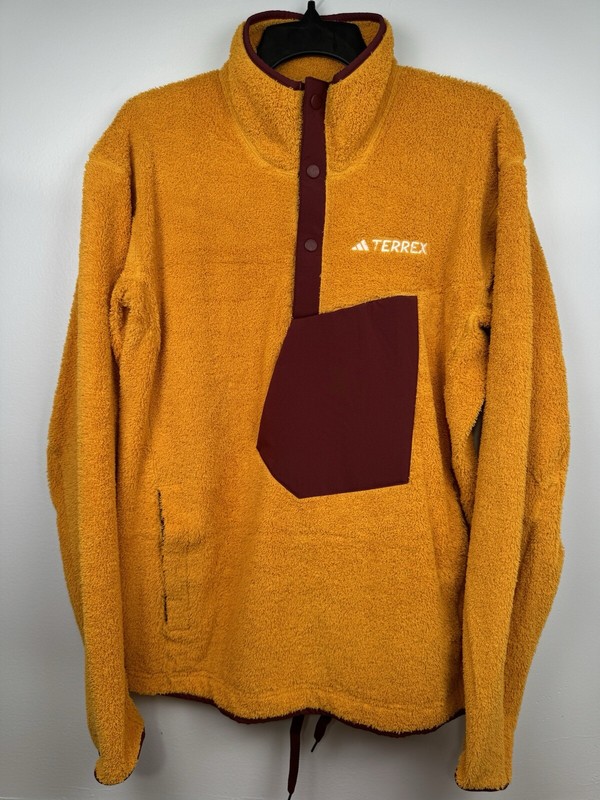 Adidas Terrex Fleece XPloric High Pile Snap Pullover Yellow Men’s Size Small gallery