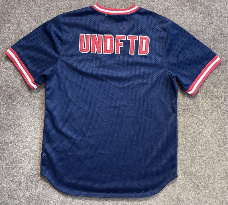 Undefeated UNDFTD Cut Throat Mesh Baseball Jersey M Blue Streetwear Embroidered gallery