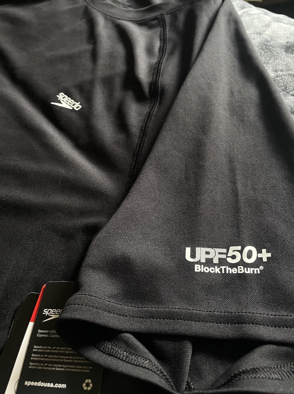 Speedo Men UPF 50+ Block The Burn Rashguard T Shirt Quick Dry Black L NWT gallery