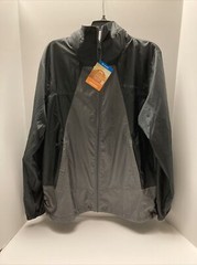 Columbia Mens Point Park Windbreaker Water Repellent Jacket Gray Hooded Medium