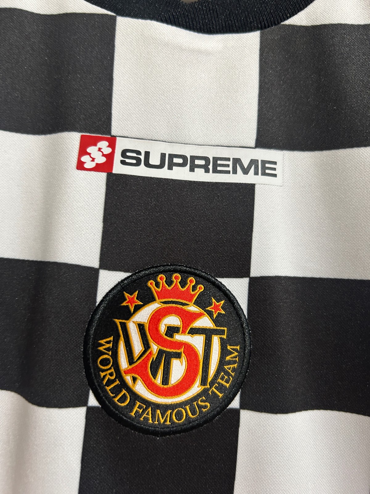 SUPREME BLACK CHECKERBOARD JERSEY SIZE MEDIUM NEW gallery