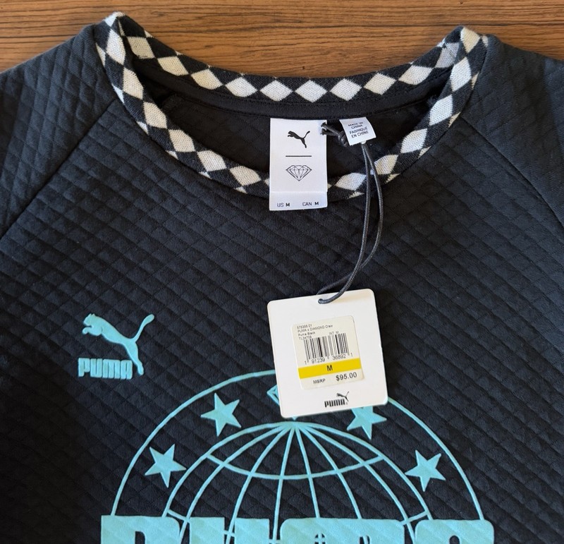 Puma x Diamond Supply Co. Long Sleeve Shirt Jersey Mens Sz Medium Black White gallery