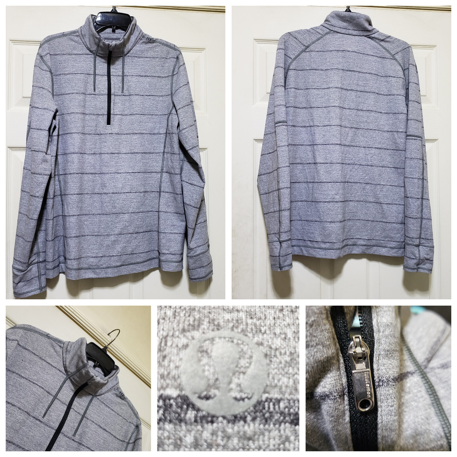 Lululemon Sweater Mens Small Grey Preformance Pullover Stretch Shirt Thumbholes gallery