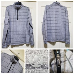 Lululemon Sweater Mens Small Grey Preformance Pullover Stretch Shirt Thumbholes