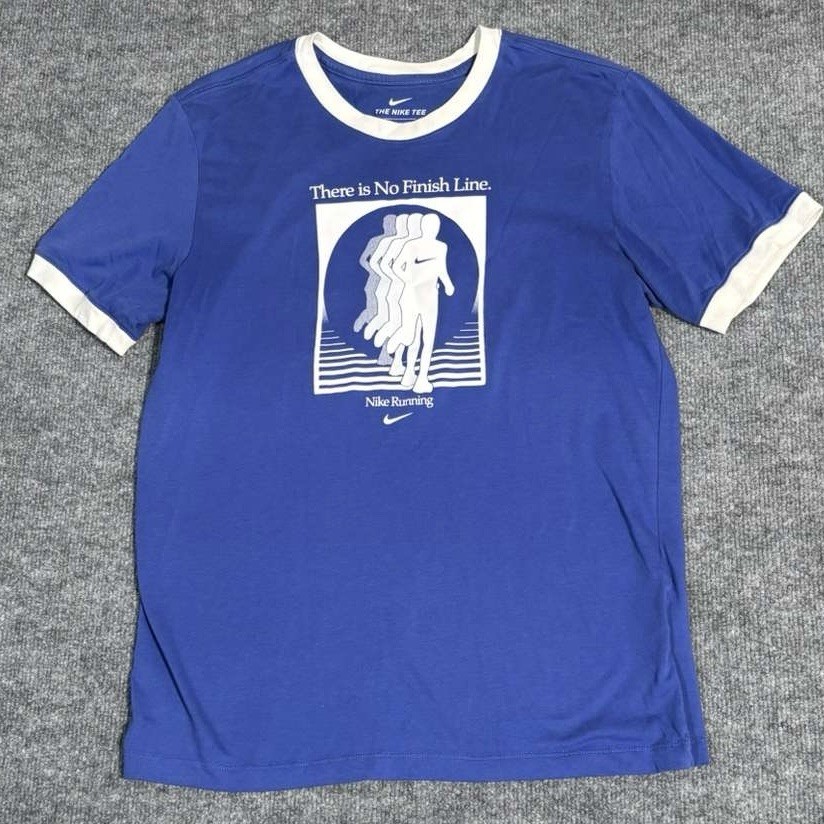 Nike Dri-Fit Running Tee Mens M Blue “There Is No Finish Line” Retro Shirt gallery