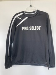 puma pro select long sleeve pullover athletic shirt s black lettering trim white