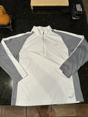 Vintage Champion Duo Dry Men’s 1/4 Zip Colorblock Athletic Shirt White & Gray L