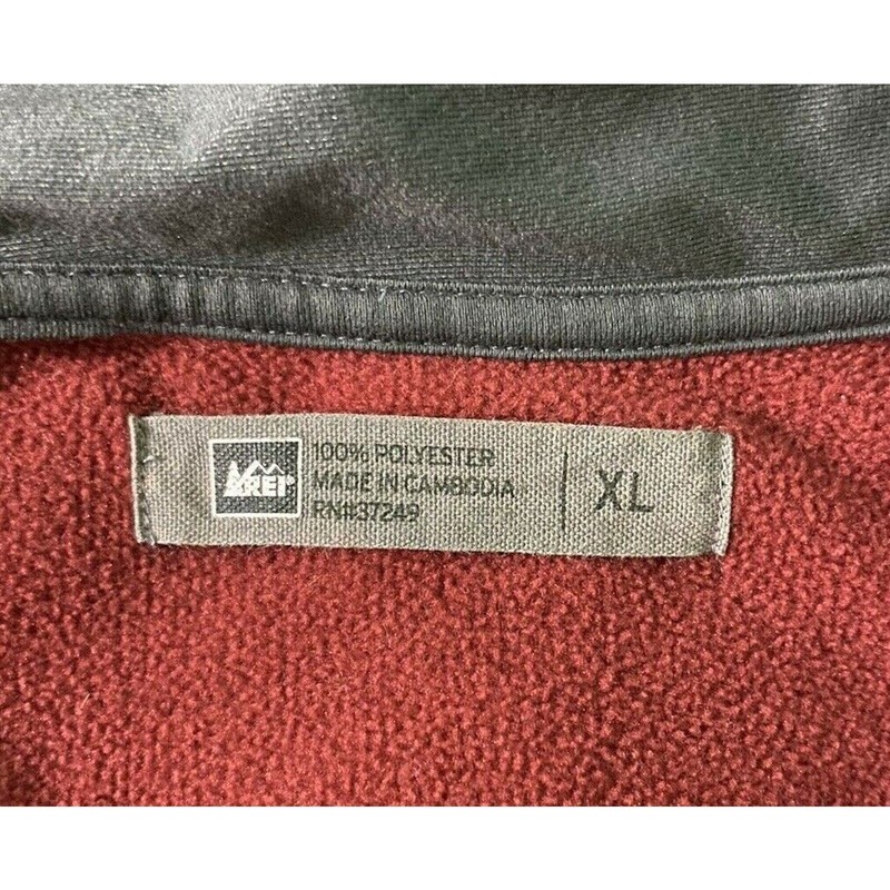 REI Men Burgundy Pullover Long Sleeve 1/4 Zip Pocket Casual Activewear Size XL gallery